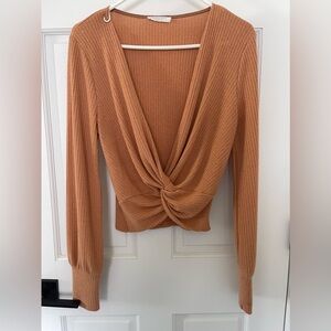 Cropped long sleeve open front shirt